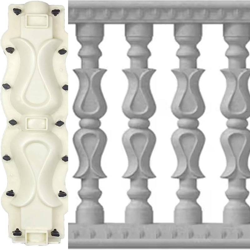 EAIVENY Prefabricated ABS Balcony Mold,Concrete Balustrade Mold Concrete Formwork for Outdoor Construction, DIY Home Improvement, Easy Installation and Reusable Design (Style 11) - Image 1